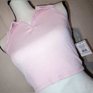 Pretty Light Pink Sleeveless Crop Top